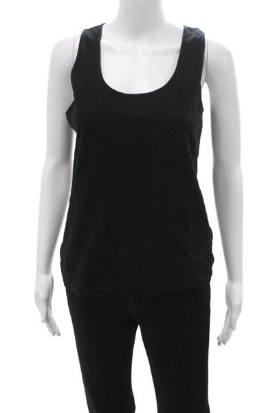 COS Womens Black Basic Sleeveless Tank Round Neck Cotton Linen Size M