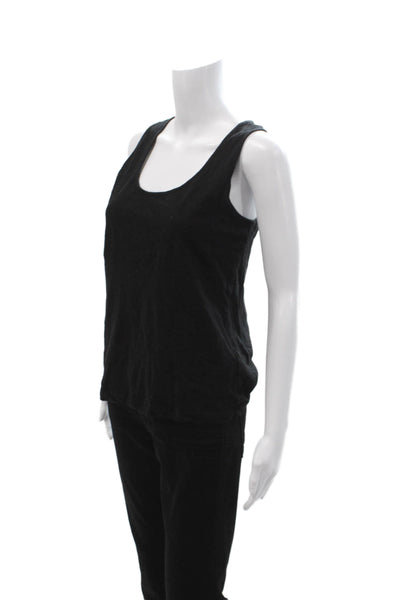 COS Womens Black Basic Sleeveless Tank Round Neck Cotton Linen Size M
