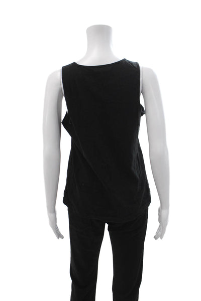 COS Womens Black Basic Sleeveless Tank Round Neck Cotton Linen Size M