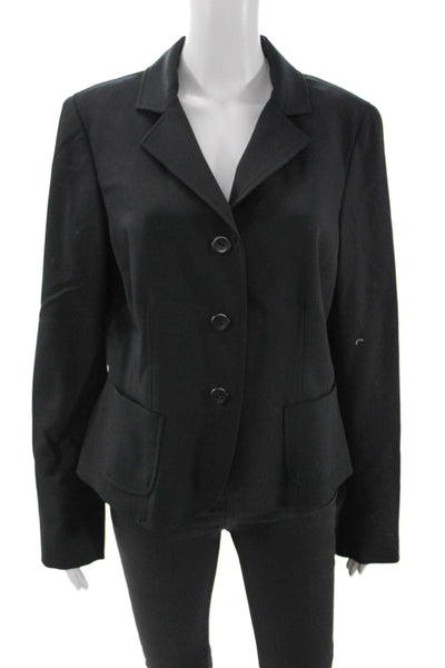 Dana Buchman Women Black Wool Collared Button Blazer Long Sleeve Size 12