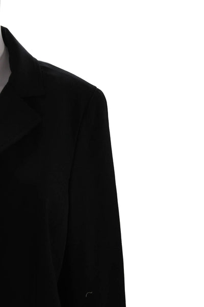Dana Buchman Women Black Wool Collared Button Blazer Long Sleeve Size 12