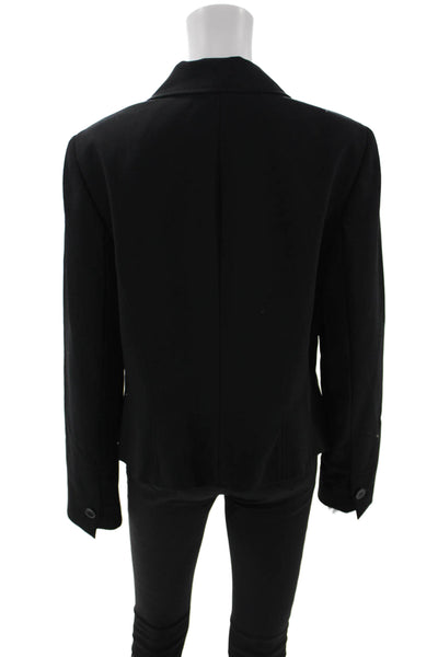 Dana Buchman Women Black Wool Collared Button Blazer Long Sleeve Size 12