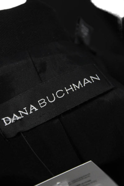 Dana Buchman Women Black Wool Collared Button Blazer Long Sleeve Size 12