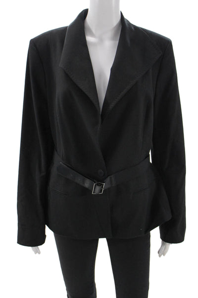 Calvin Klein Unisex Blazer Black Collared Long Sleeve Polyester Rayon Size 14