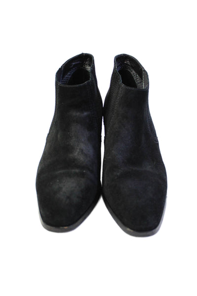 Aquatalia Women's Suede Round Toe Block Heel Bootie Black Size 9