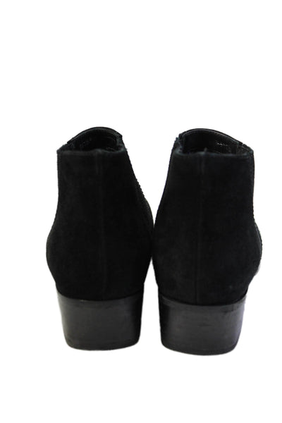 Aquatalia Women's Suede Round Toe Block Heel Bootie Black Size 9