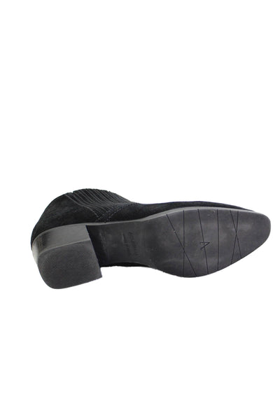 Aquatalia Women's Suede Round Toe Block Heel Bootie Black Size 9