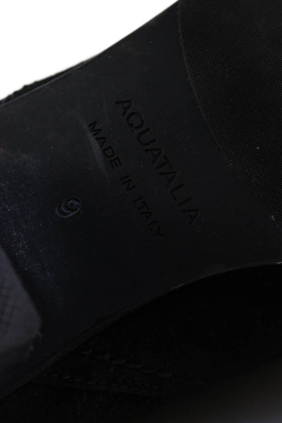 Aquatalia Women's Suede Round Toe Block Heel Bootie Black Size 9
