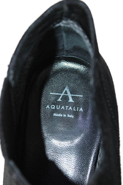Aquatalia Women's Suede Round Toe Block Heel Bootie Black Size 9