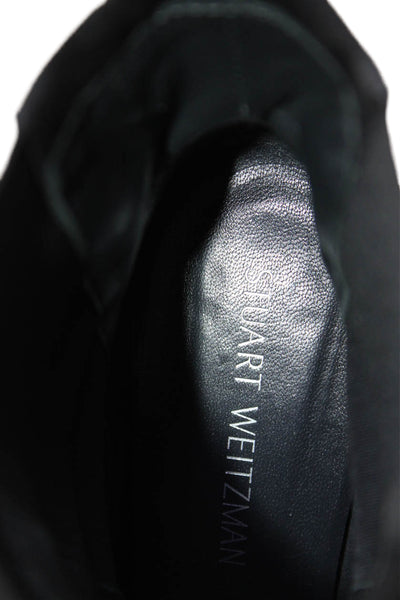 Stuart Weitzman Women's Round Toe Suede Block Heel Ankle Boots Black Size 9.5