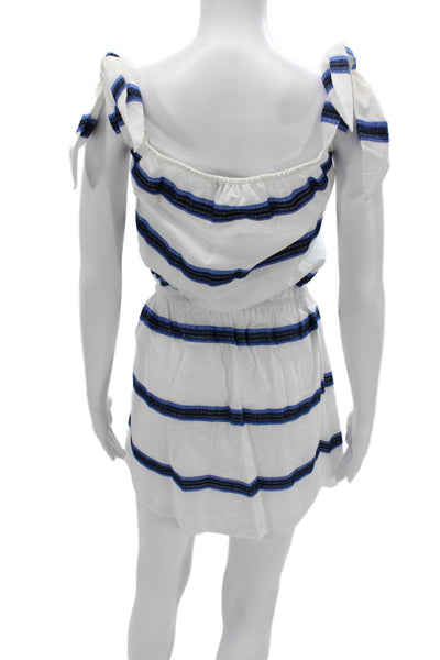 Pampelone Womens White Striped Cotton Scoop Neck Playsuit Sleeveless Size M