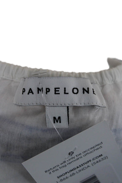 Pampelone Womens White Striped Cotton Scoop Neck Playsuit Sleeveless Size M