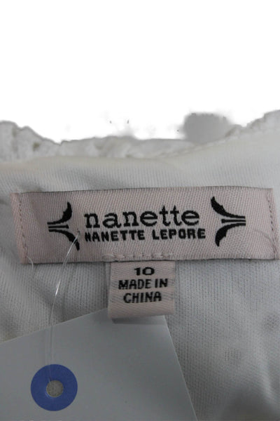 Nanette Nanette Lepore Women Shirt Dress White Square Neck Size 10
