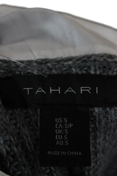 Tahari Women Sweater Dress Gray Collared Short Size S