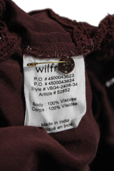 Wilfred Women Bohemian Brown Viscose Round Neck 3/4 Sleeve Blouse Size 2XS