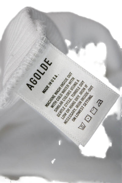 Agolde Women Basic White Crew Neck Short Sleeve T-Shirt Size XS
