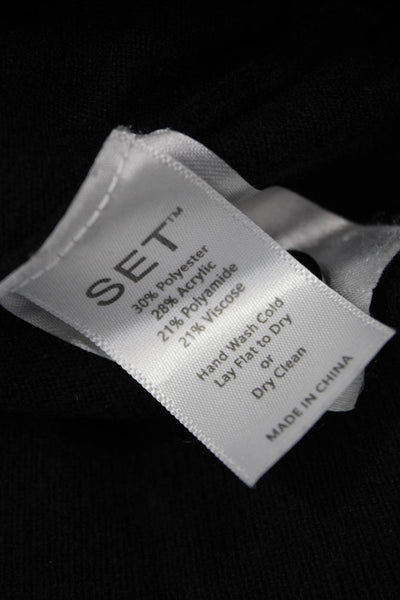 Set Unisex Cardigan Black Crew Neck Button Long Sleeve Size XS