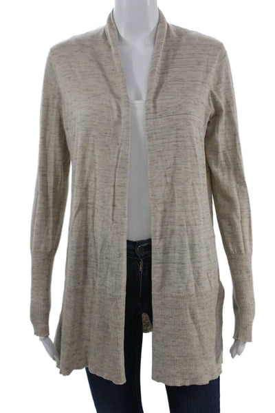 White + Warren Unisex Beige Cardigan Long Sleeve Cotton Blend Size XS