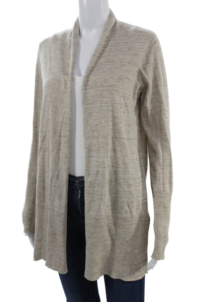 White + Warren Unisex Beige Cardigan Long Sleeve Cotton Blend Size XS
