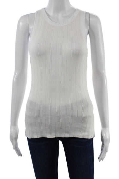 A.P.C. Womens Striped Cotton Sleeveless Crew Neck Tank White Size XS