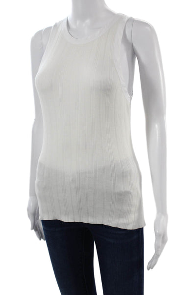 A.P.C. Womens Striped Cotton Sleeveless Crew Neck Tank White Size XS