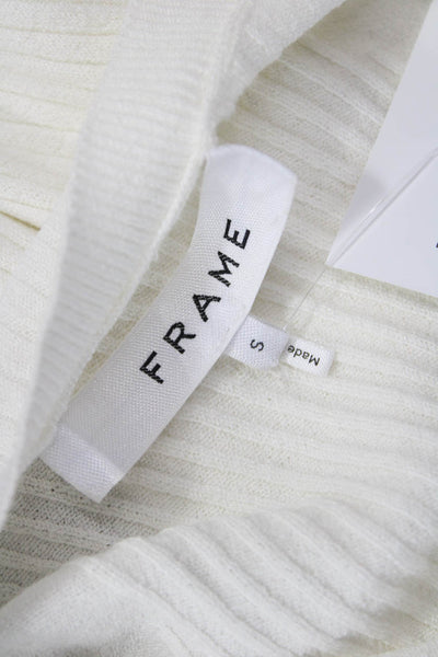 Frame Unisex Pullover Sweater White Crew Neck Striped Cotton Blend Size S