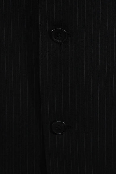 Calvin Klein Mens 2 Piece Suit Dark Gray Striped 100% Wool Button Size 42
