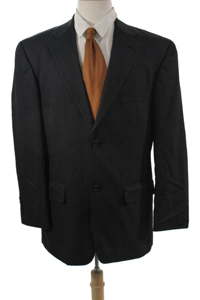 Haggar Mens Classic Black Striped Suit Jacket Button Size 40