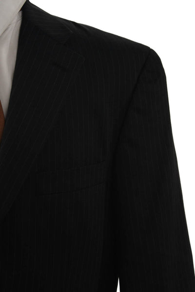 Haggar Mens Classic Black Striped Suit Jacket Button Size 40