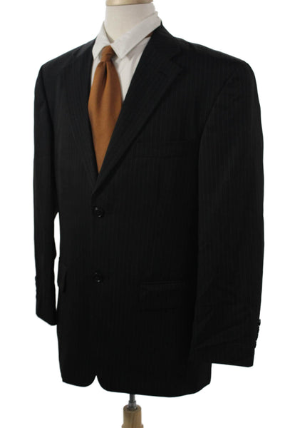 Haggar Mens Classic Black Striped Suit Jacket Button Size 40