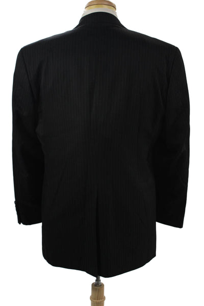 Haggar Mens Classic Black Striped Suit Jacket Button Size 40