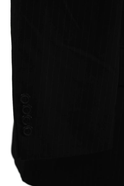 Haggar Mens Classic Black Striped Suit Jacket Button Size 40