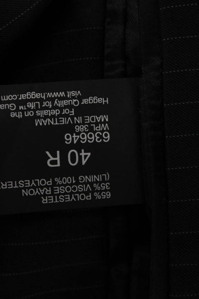 Haggar Mens Classic Black Striped Suit Jacket Button Size 40