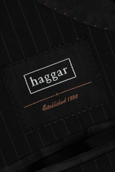 Haggar Mens Classic Black Striped Suit Jacket Button Size 40