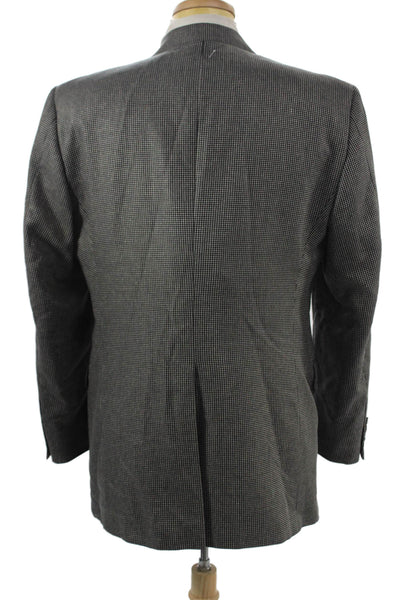 Hickey Freeman Men Dark Gray Checked 100% Wool Suit Jacket Button Size 42