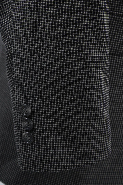 Hickey Freeman Men Dark Gray Checked 100% Wool Suit Jacket Button Size 42