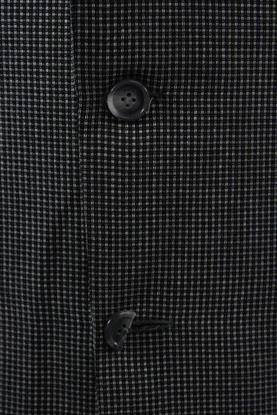 Hickey Freeman Men Dark Gray Checked 100% Wool Suit Jacket Button Size 42