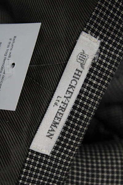 Hickey Freeman Men Dark Gray Checked 100% Wool Suit Jacket Button Size 42