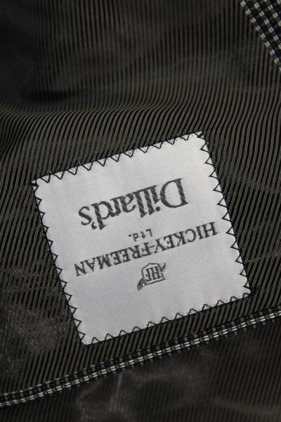 Hickey Freeman Men Dark Gray Checked 100% Wool Suit Jacket Button Size 42