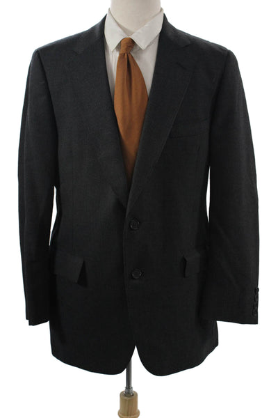 Hart Schaffner Marx Mens Dark Gray 2-Piece Suit Jacket Polyester Size 36