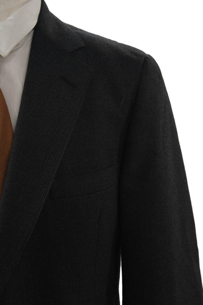 Hart Schaffner Marx Mens Dark Gray 2-Piece Suit Jacket Polyester Size 36
