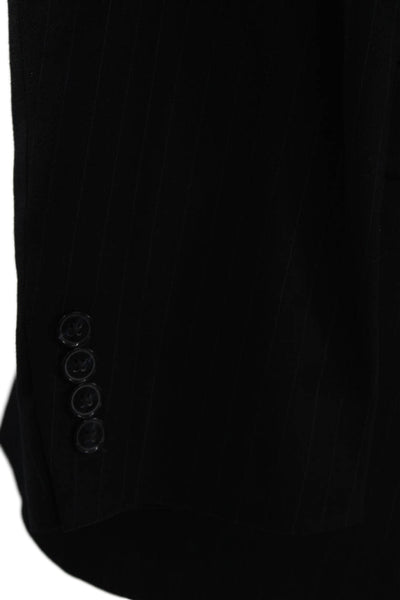 Stafford Mens Dark Blue Striped Wool Suit Jacket Button Collared Size 40