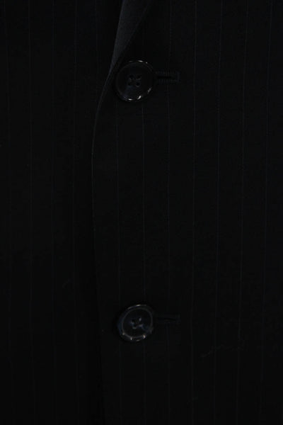 Stafford Mens Dark Blue Striped Wool Suit Jacket Button Collared Size 40