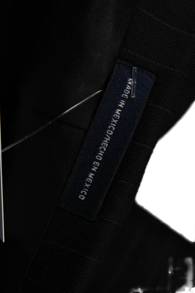 Stafford Mens Dark Blue Striped Wool Suit Jacket Button Collared Size 40