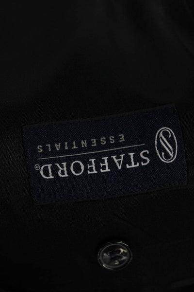 Stafford Mens Dark Blue Striped Wool Suit Jacket Button Collared Size 40