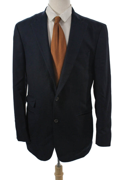 Brooks Brothers Mens Dark Blue Wool Blazer Collared Button Classic Size 41