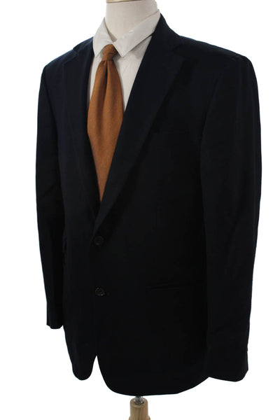 Brooks Brothers Mens Dark Blue Wool Blazer Collared Button Classic Size 41