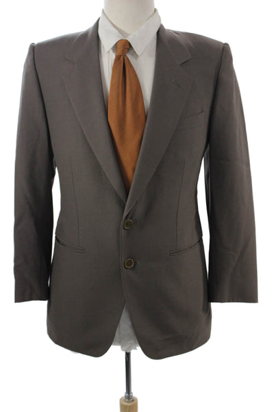 Ermenegildo Zegna Mens Brown Polyester Blend Suit Jacket Button Size 32