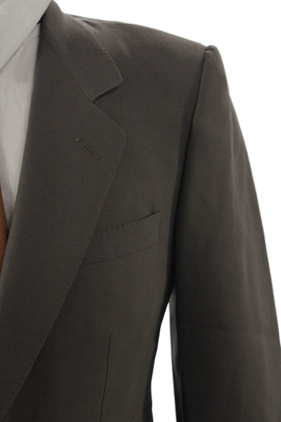 Ermenegildo Zegna Mens Brown Polyester Blend Suit Jacket Button Size 32