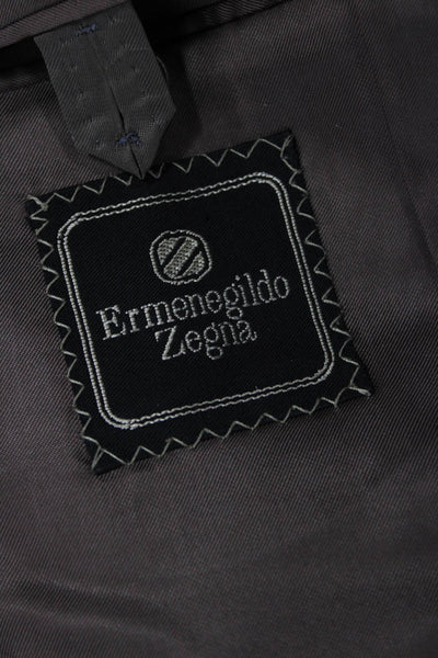 Ermenegildo Zegna Mens Brown Polyester Blend Suit Jacket Button Size 32